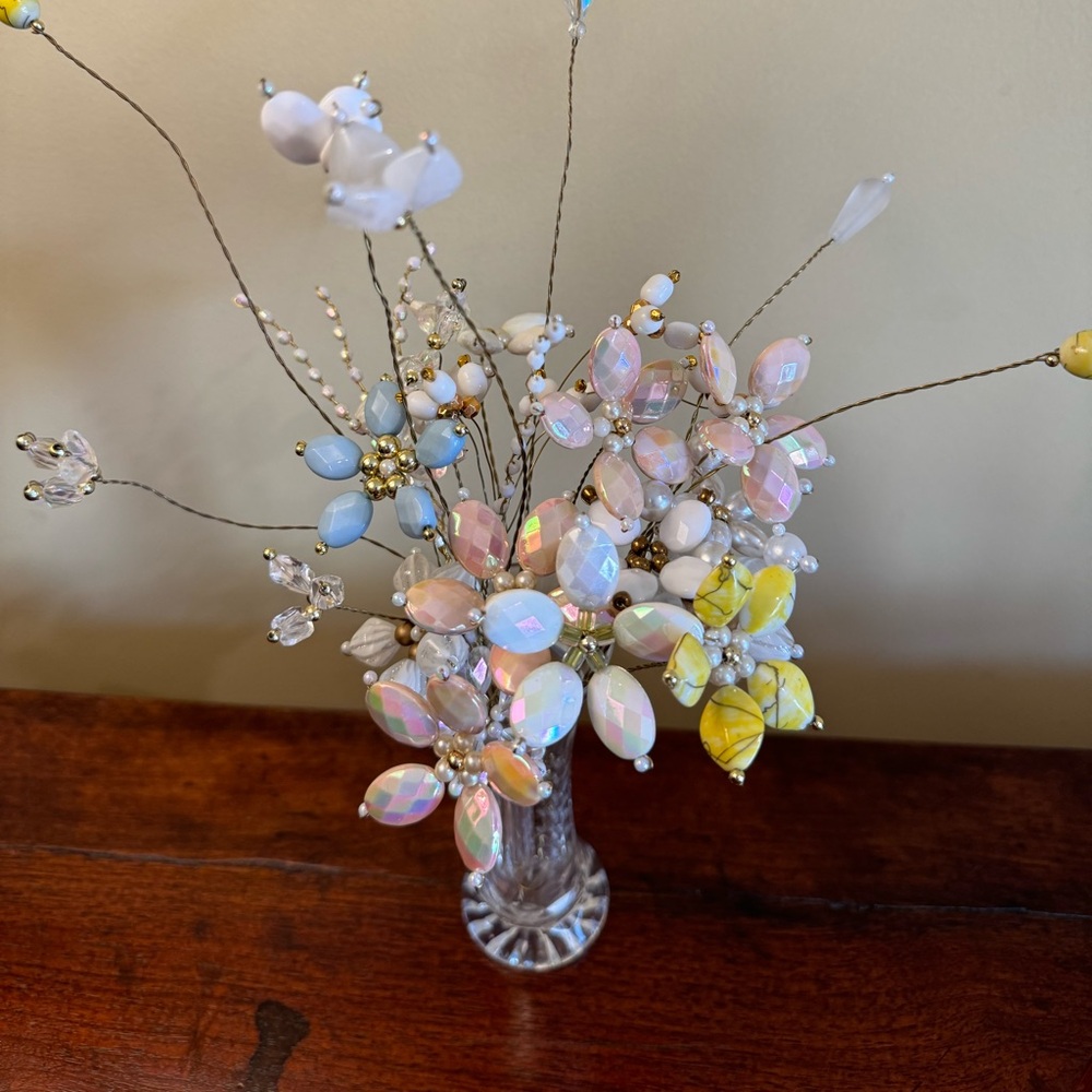 Artificial colorful beaded flower stems flower stems